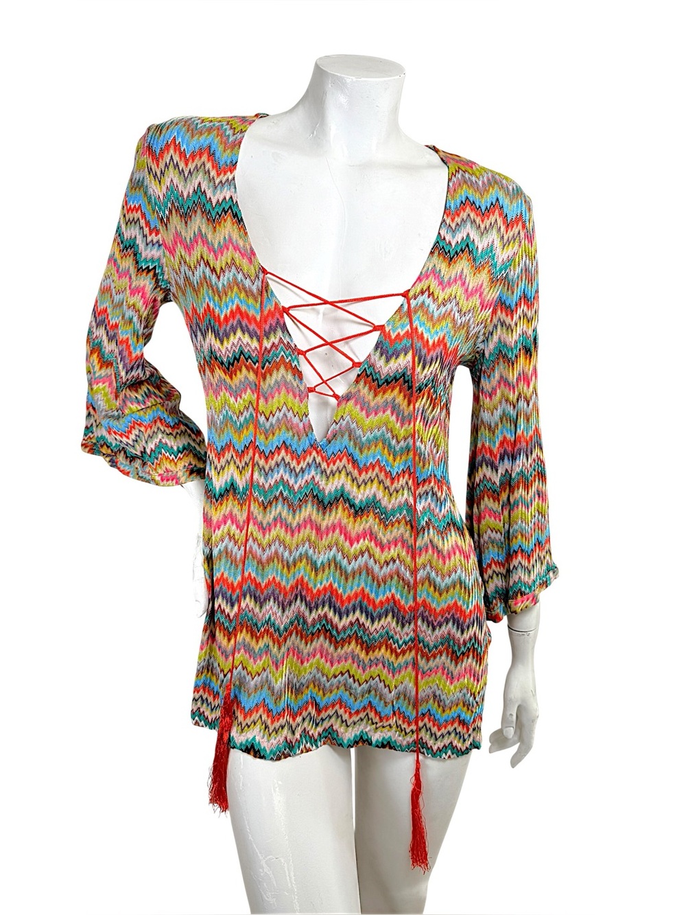 Missoni Mare Zigzag Lace-Up Resort Tunic Dress IT 40